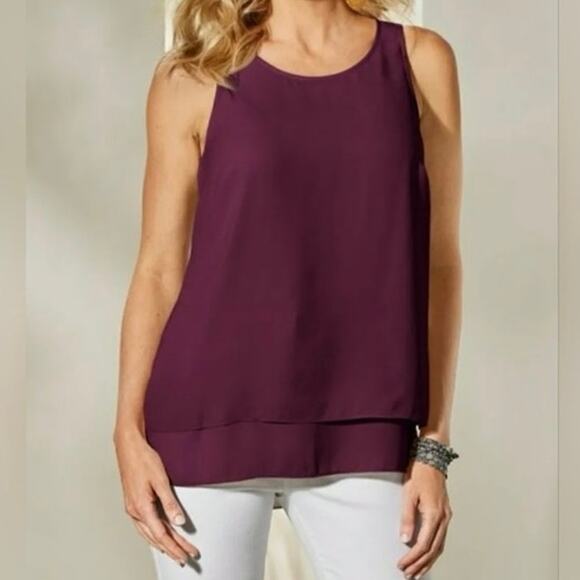 Soft surroundings camisole jubilee sleeveless tank blouse Vermillion Purple M - Picture 9 of 9